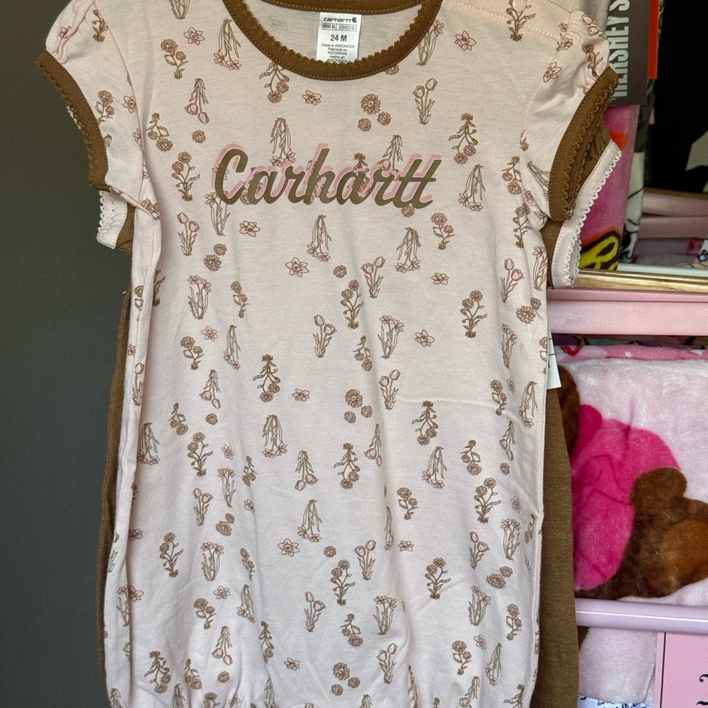 Carhartt Pink and Brown Baby Onesie